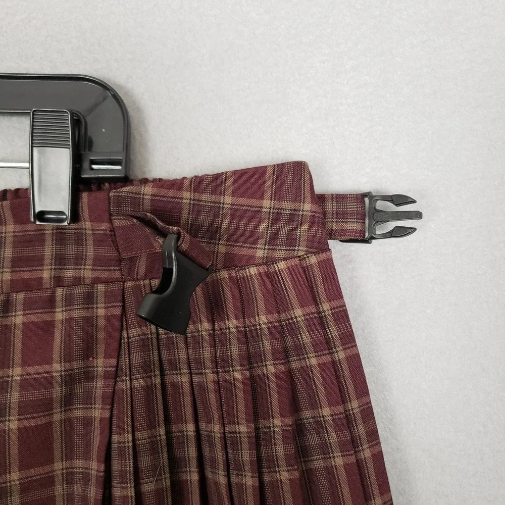 Wild Fable Pleated Mini Skirt Maroon Plaid Side Buckle Academia XXL
